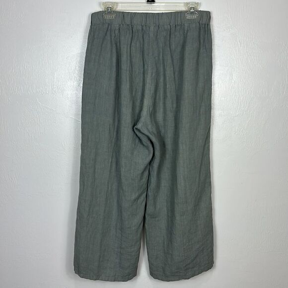 Sea Glass Lane Gray Linen Wide Leg Easy Long Pants Size M - Picture 2 of 12